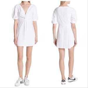 NWT‎ A.L.C. Mirren Twist-Front White Linen Mini Dress